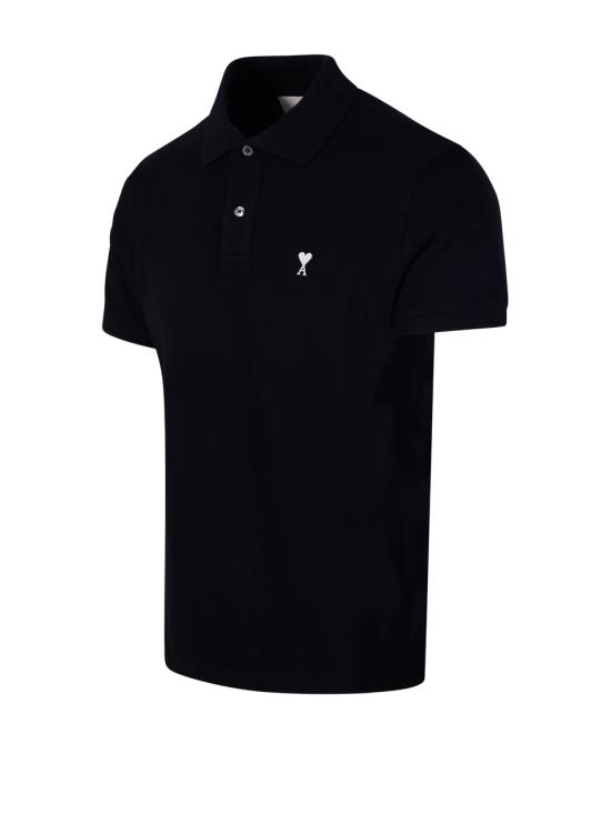 26SS 아미 스몰 하트 로고 폴로 티셔츠 HPL411 760 045 BLACK WHITE CREAM - AMI