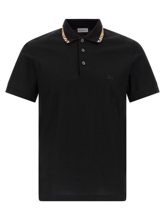 26SS 버버리 체크 트리밍 코튼 폴로셔츠 8126949BLACK