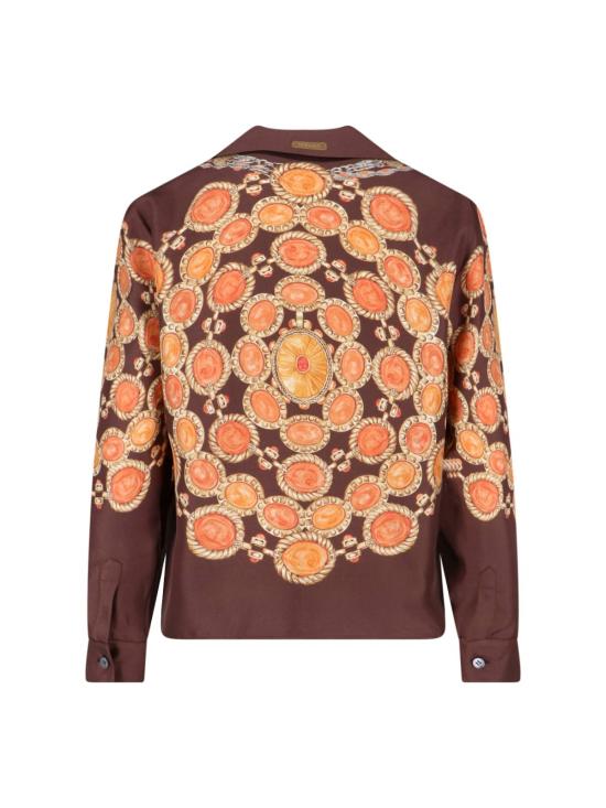  베르사체 블라우스 실크 트윌 셔츠 브라운 - VERSACE