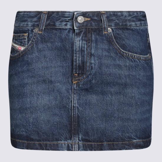  디젤 데님 스커트 블루 코튼 미니 스커트