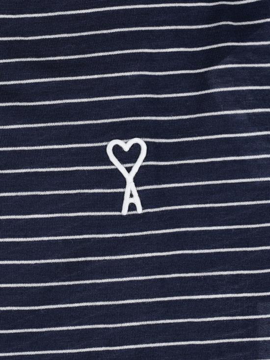  아미 반팔 티셔츠 Ami Alexandre Mattiussi 스트라이프 Ami De C Ur T 셔츠 블루 - AMI