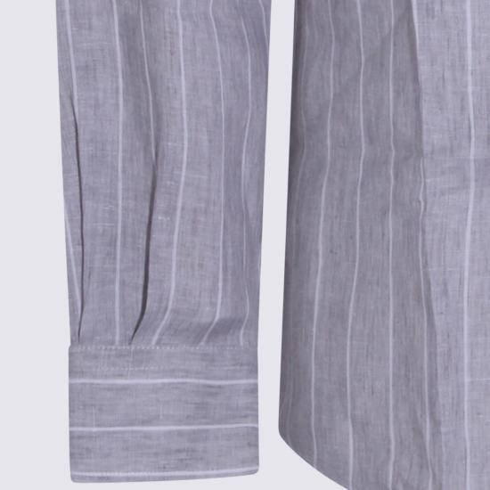  브루넬로 쿠치넬리 셔츠 라이트 그레이 린넨  펄 - BRUNELLO CUCINELLI