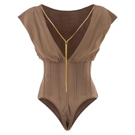 26SS 엘리자베타프랜치 바디수트 티셔츠 BK78T62E2 BROWN - ELISABETTA FRANCHI