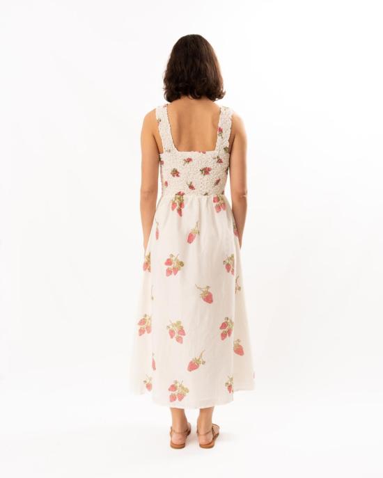  알릭스 오브 보헤미아 롱 원피스 케이 스트로베리 도트 드레스 오프 화이트 - ALIX OF BOHEMIA
