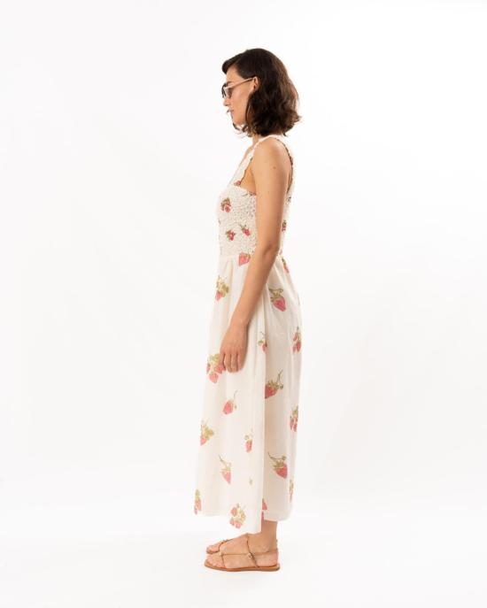  알릭스 오브 보헤미아 롱 원피스 케이 스트로베리 도트 드레스 오프 화이트 - ALIX OF BOHEMIA