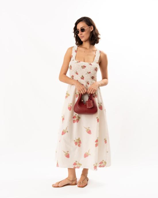  알릭스 오브 보헤미아 롱 원피스 케이 스트로베리 도트 드레스 오프 화이트 - ALIX OF BOHEMIA