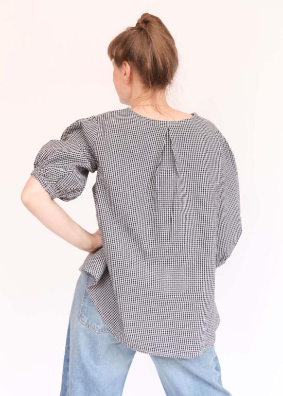  브린 워커 블라우스 루신다 셔츠 네비아 체크 시어서커 - BRYN WALKER