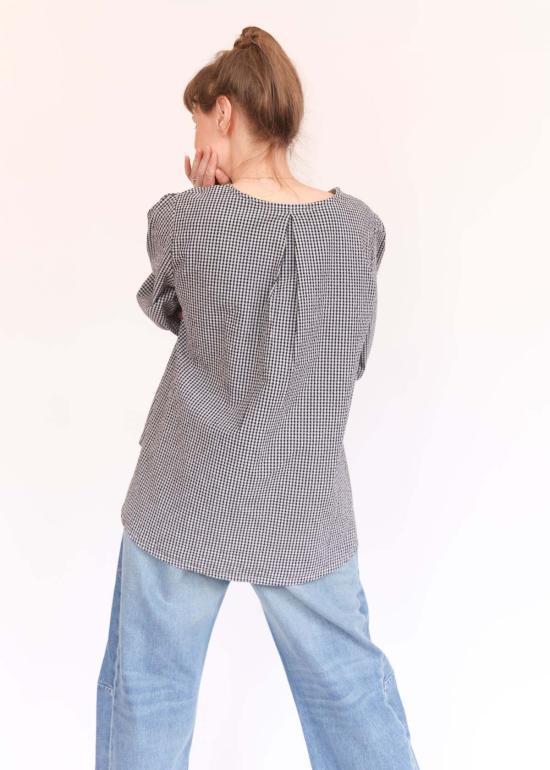  브린 워커 블라우스 루신다 셔츠 네비아 체크 시어서커 - BRYN WALKER