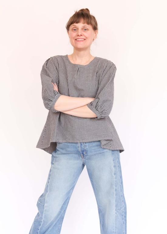  브린 워커 블라우스 루신다 셔츠 네비아 체크 시어서커 - BRYN WALKER