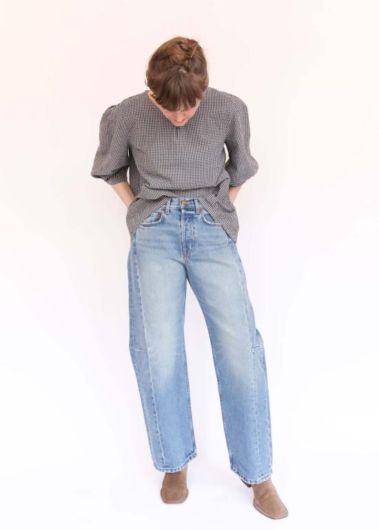  브린 워커 블라우스 루신다 셔츠 네비아 체크 시어서커 - BRYN WALKER