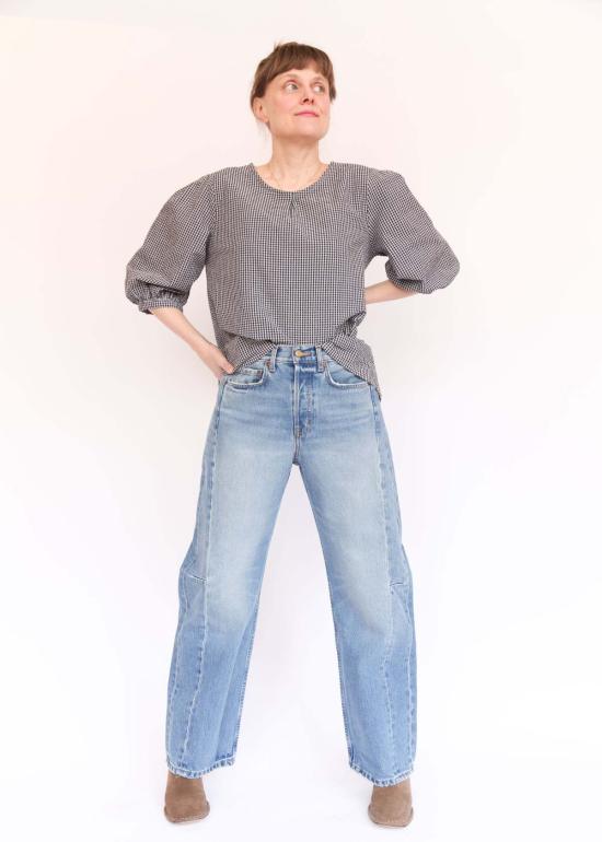  브린 워커 블라우스 루신다 셔츠 네비아 체크 시어서커 - BRYN WALKER