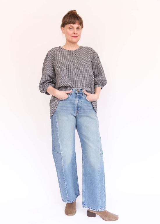  브린 워커 블라우스 루신다 셔츠 네비아 체크 시어서커