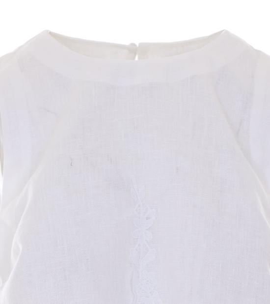  트윈셋 민소매 티셔츠 레이스 장식이 있는 린넨  탑 (화이트) - TWINSET