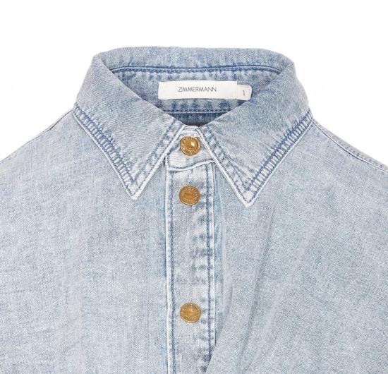  짐머만 블라우스 리벨리온 데님 랩탑 블루 - ZIMMERMANN
