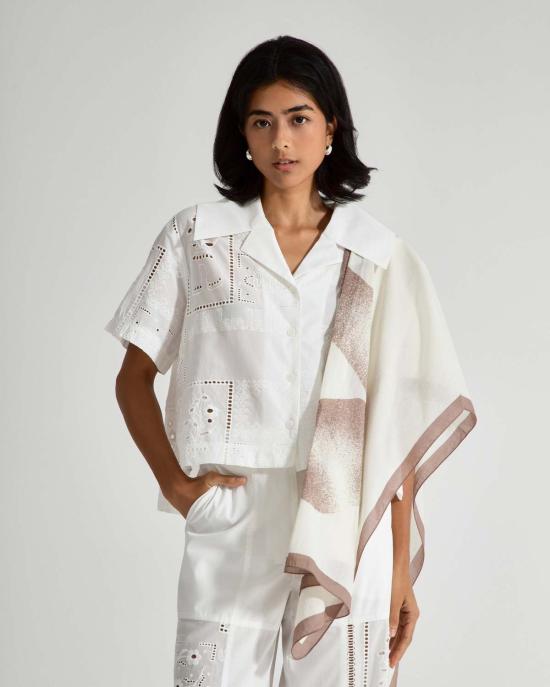  퓨처 클래식스 셔츠 퓨처 클래식 캠프 칼라 오에브르 셔츠 오프 화이트 - FUTURE CLASSICS