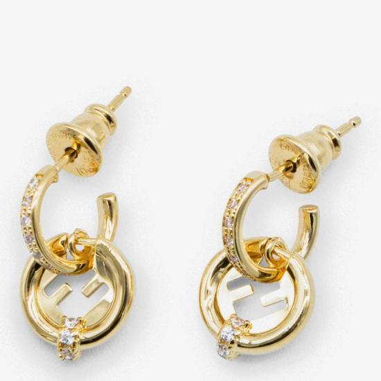  펜디 이어링 골드톤 크리스탈