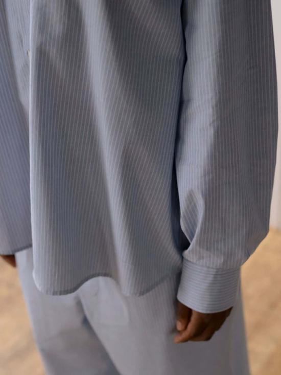  베이스레인지 블라우스 클로드 셔츠 블루 스트라이프 - BASERANGE