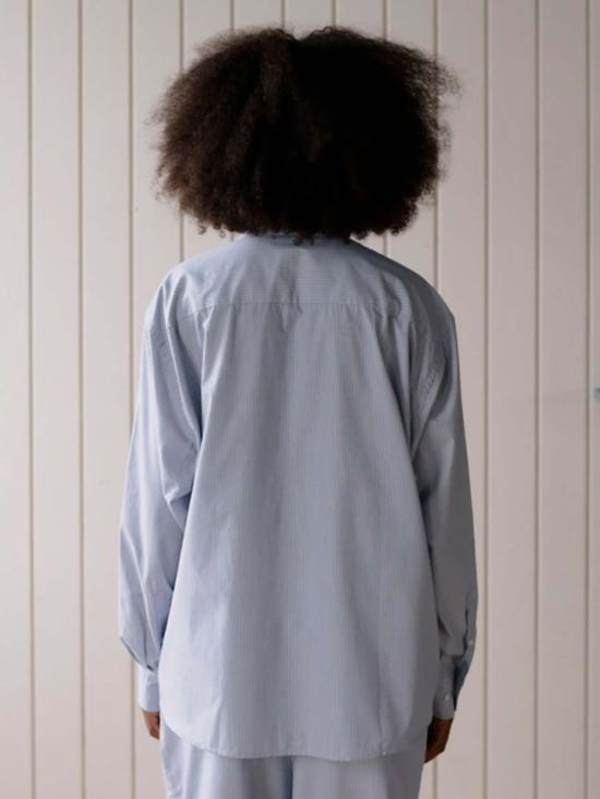  베이스레인지 블라우스 클로드 셔츠 블루 스트라이프 - BASERANGE