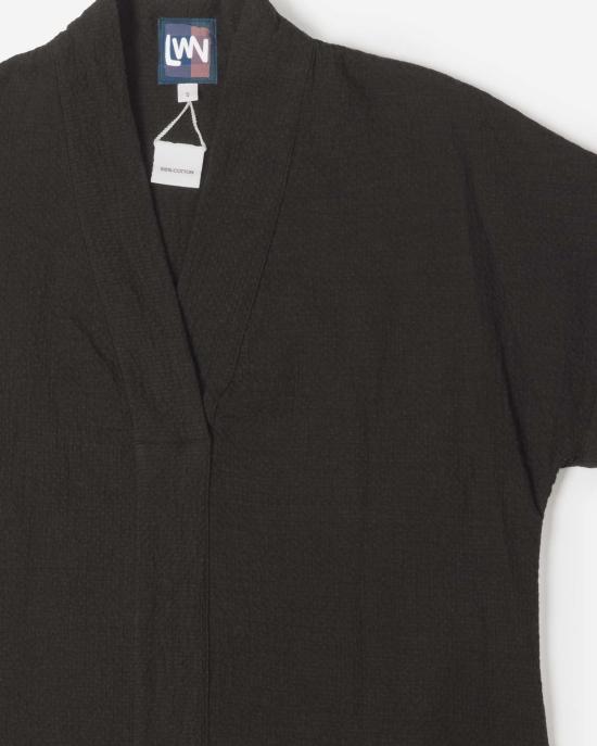  론 블라우스 Lwn 칼라 탑 블랙 - LWN