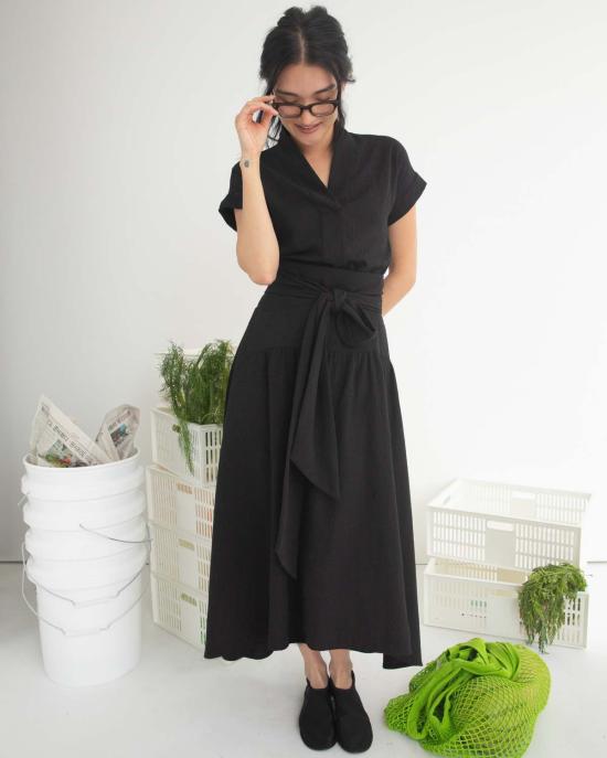  론 블라우스 Lwn 칼라 탑 블랙 - LWN