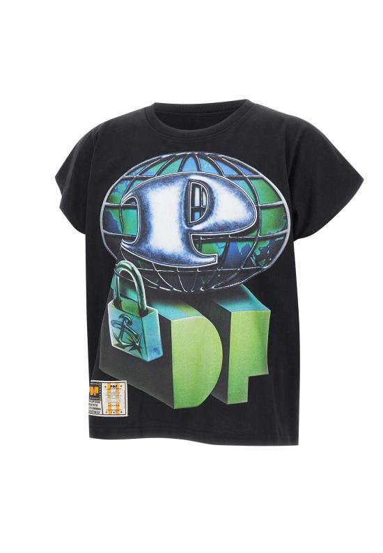 26SS 피디에프 반팔 티셔츠 DFM54033TJ112WORLD BLACK Black