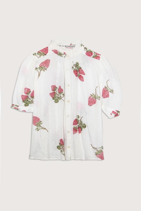  알릭스 오브 보헤미아 블라우스 위니 스트로베리 도트 셔츠 오프 화이트