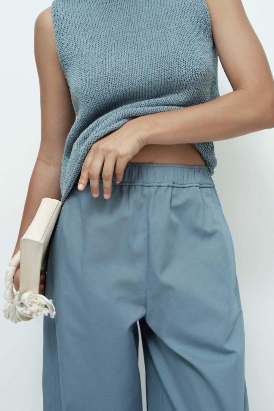  미정박 민소매 티셔츠 박미정 보트넥 니트 탱크탑 (블루) - MIJEONG PARK