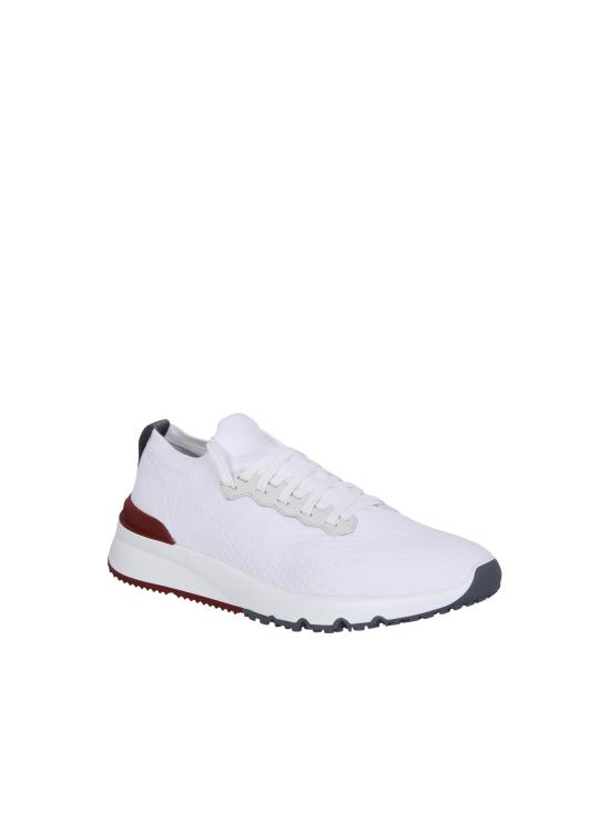26SS 브루넬로 쿠치넬리 코튼 니트 세미 폴리쉬드 카프스킨 러너 MZUPMBO252 CJ987 White - BRUNELLO CUCINELLI