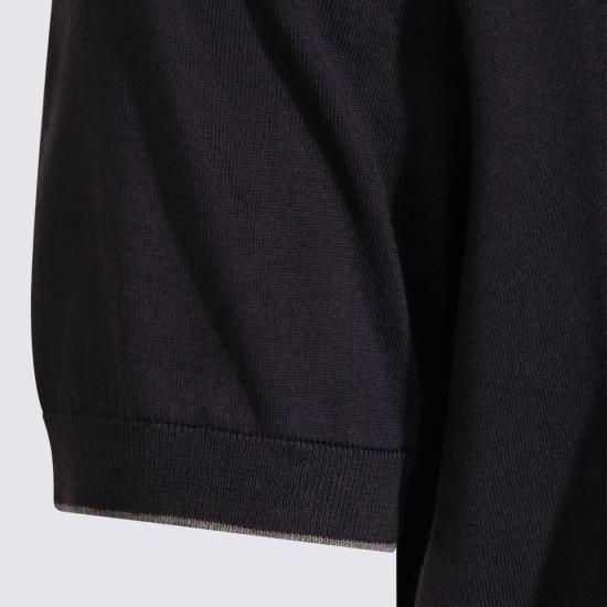  브루넬로 쿠치넬리 폴로 티셔츠 Brunello Cucinelli 코튼 폴로 셔츠 블루 - BRUNELLO CUCINELLI