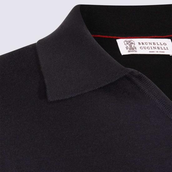  브루넬로 쿠치넬리 폴로 티셔츠 Brunello Cucinelli 코튼 폴로 셔츠 블루 - BRUNELLO CUCINELLI