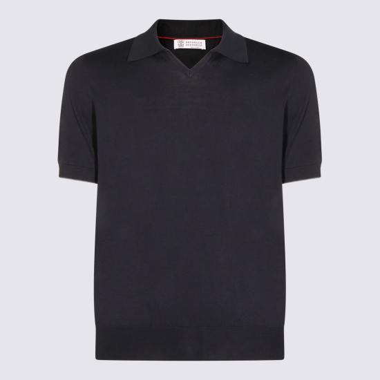  브루넬로 쿠치넬리 폴로 티셔츠 Brunello Cucinelli 코튼 폴로 셔츠 블루