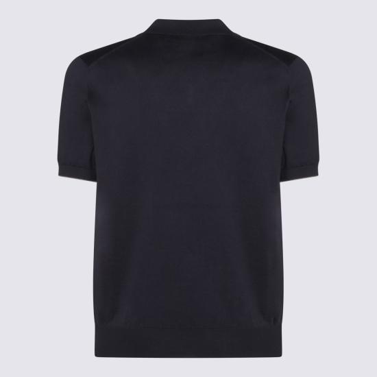  브루넬로 쿠치넬리 폴로 티셔츠 Brunello Cucinelli 코튼 폴로 셔츠 블루 - BRUNELLO CUCINELLI