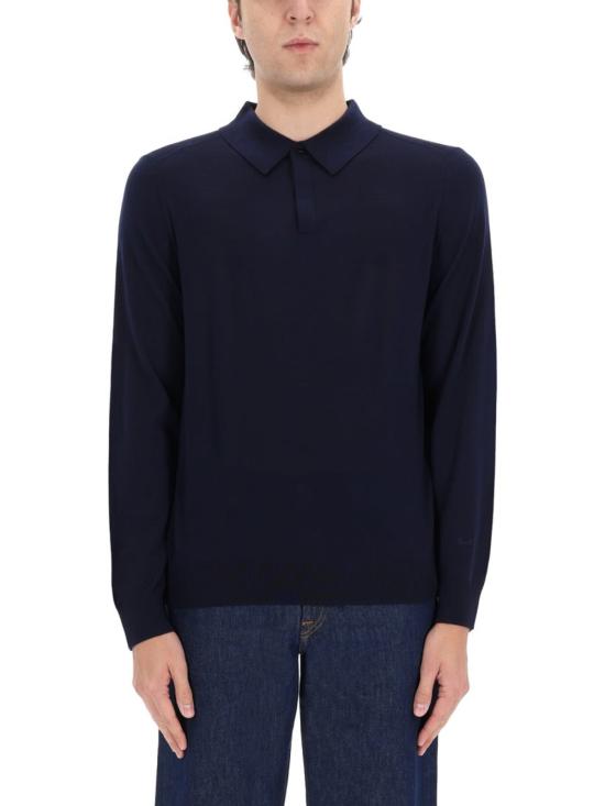  폴 스미스 폴로 티셔츠 메리노 울 폴로 셔츠 블루 - PAUL SMITH