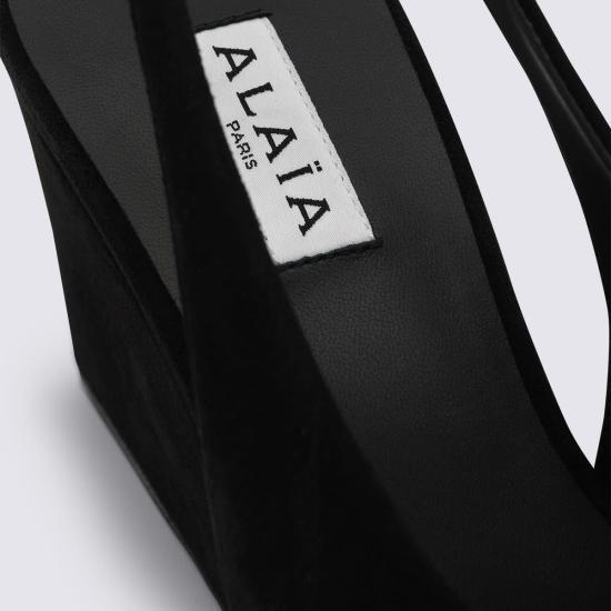  알라이아 힐/펌프스 블랙 가죽 펌프스 - ALAIA