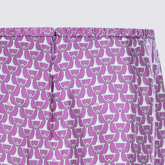  구찌 미디 스커트 핑크 실크 스커트 - GUCCI