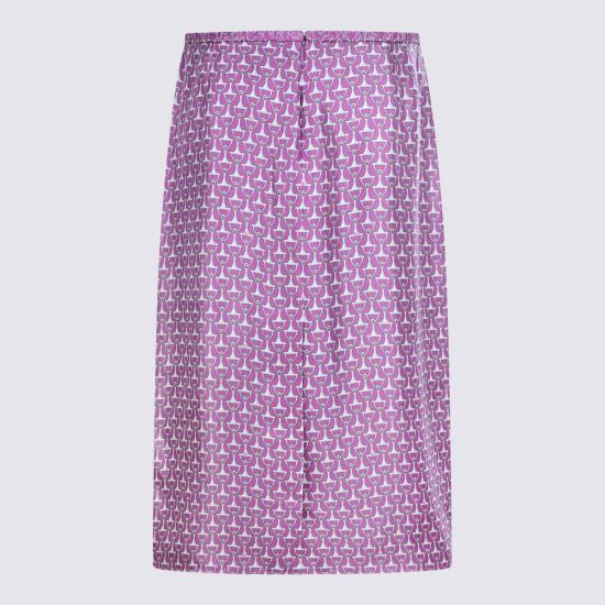  구찌 미디 스커트 핑크 실크 스커트 - GUCCI