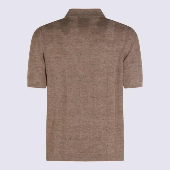  브루넬로 쿠치넬리 폴로 티셔츠 Brunello Cucinelli 카멜 리넨 폴로셔츠 - BRUNELLO CUCINELLI