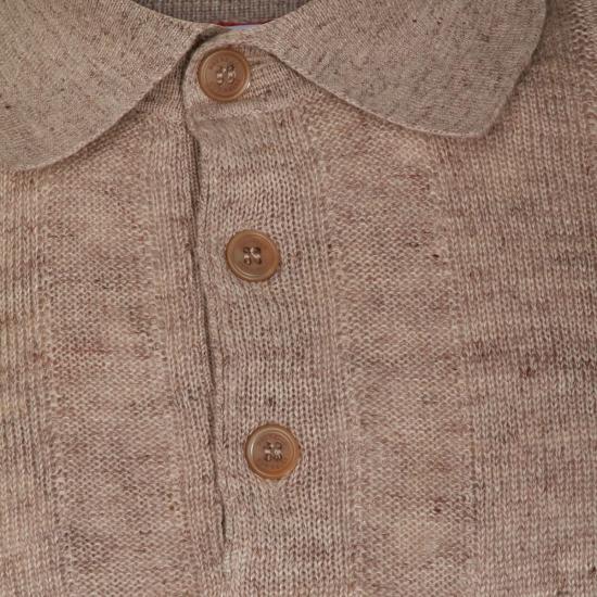  브루넬로 쿠치넬리 폴로 티셔츠 Brunello Cucinelli 카멜 리넨 폴로셔츠 - BRUNELLO CUCINELLI