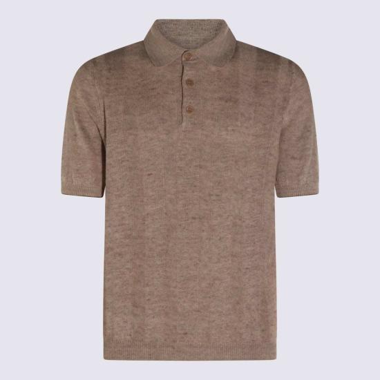  브루넬로 쿠치넬리 폴로 티셔츠 Brunello Cucinelli 카멜 리넨 폴로셔츠
