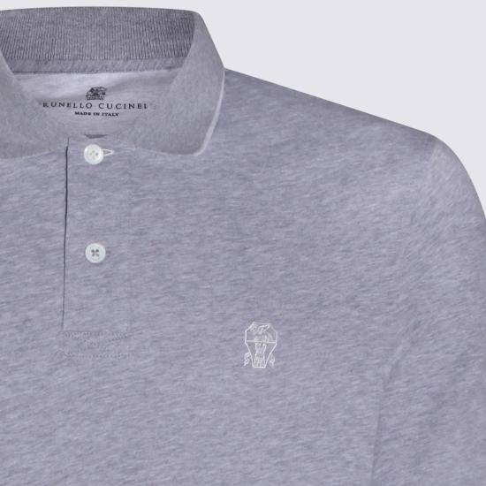  브루넬로 쿠치넬리 폴로 티셔츠 Brunello Cucinelli 코튼 폴로 셔츠 그레이 - BRUNELLO CUCINELLI