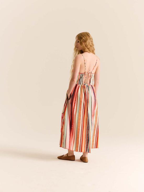  캐롤리나 케이 롱 원피스 Carolina K Della 드레스 멀티 스트라이프 - CAROLINA K