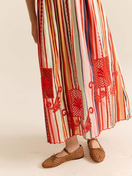  캐롤리나 케이 롱 원피스 Carolina K Della 드레스 멀티 스트라이프 - CAROLINA K