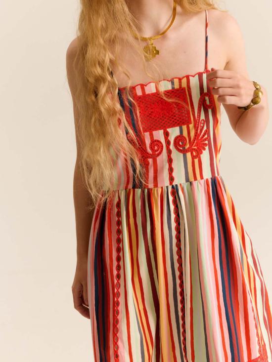  캐롤리나 케이 롱 원피스 Carolina K Della 드레스 멀티 스트라이프 - CAROLINA K