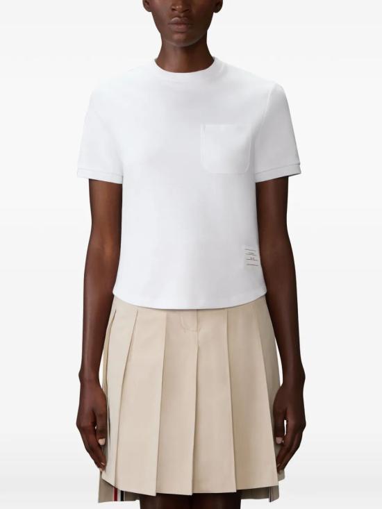 26SS 톰브라운 코튼 밀라노 포켓 티셔츠 FJS223A J0055 100 WHITE DOM - THOM BROWNE