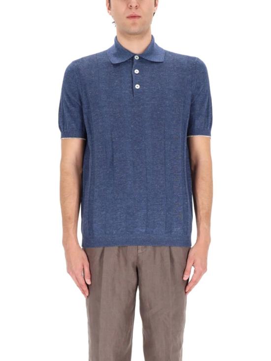  브루넬로 쿠치넬리 폴로 티셔츠 린넨 니트 폴로 셔츠 멀티컬러 - BRUNELLO CUCINELLI
