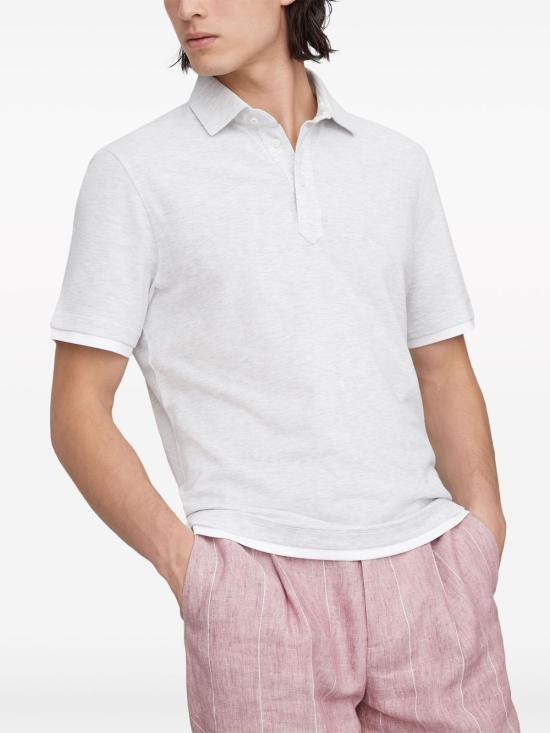  브루넬로 쿠치넬리 폴로 티셔츠 ME8543966 CY887PERLA - BRUNELLO CUCINELLI