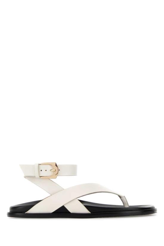  스튜어트 와이츠먼 샌들 가죽 메리케이트 끈  크림색