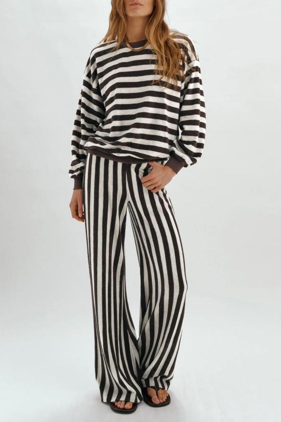  수지 콘디 스웨터 시프노스 스트라이프 테리 스웨트셔츠 트러플/아이보리 - SUZIE KONDI