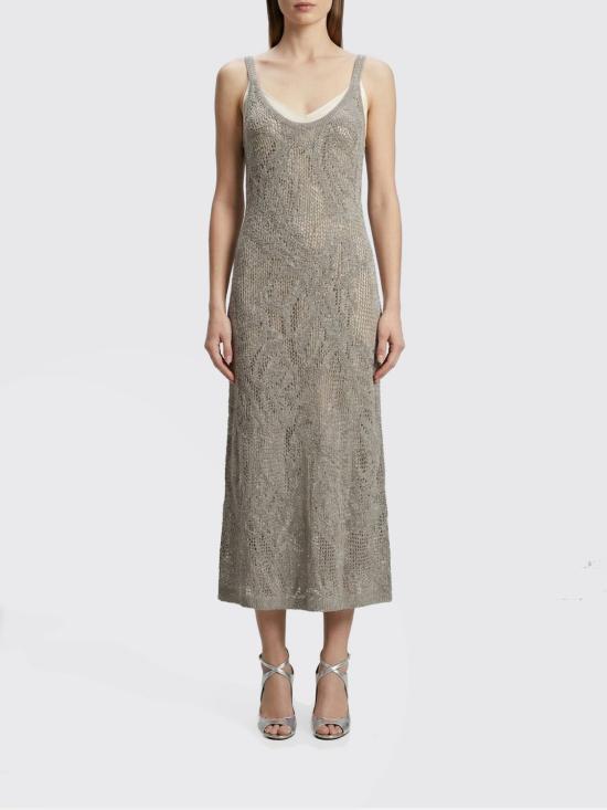 26SS 브루넬로 쿠치넬리 대즐링 워터 릴리 드레스 MDT771A92 C9089 Mud