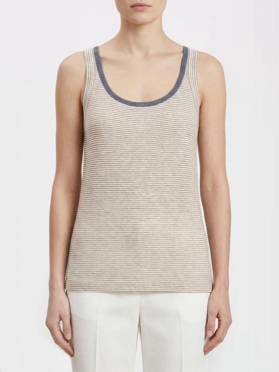 26SS 브루넬로 쿠치넬리 민소매 티셔츠 MQ977DU530 C2094 Brown